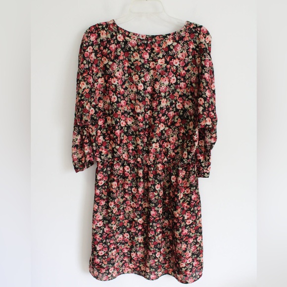 H&M Black Floral V-Neck Dress Size 10 - Picture 3 of 11